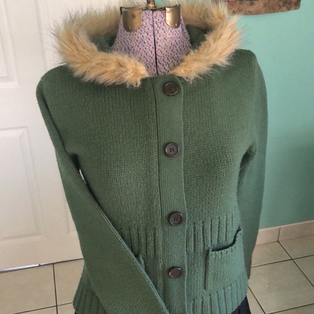 Faux-Fur Hooded Cardigan